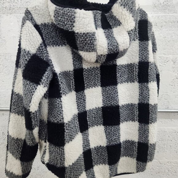 NWT Weatherproof Reversible Sherpa Zip Hoodie Black/White Buffalo Plaid Size S - Picture 7 of 16